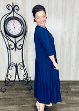 Tonya & Wood Button Dress- Navy