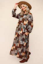Kaylee Collared Animal Print Patchwork Dress