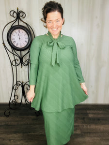 Georgia Olive Tunic- Swiss Dot Material