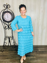 Classy & Ruffles Turquoise Dress