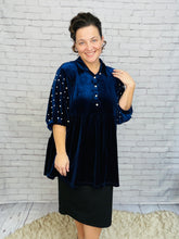 Velvet & Pearl Tunic Style- Black, Hunter Green or Navy