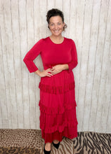 Misty Ruffle Tiered Dress- Red