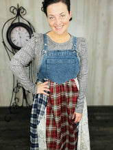 Patchwork & Lace Print Overall/Jumper Dress