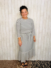 Ribbed Midi Dress- Black & White Stripe