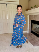 Kaylee Collared Blue & Rust Dress