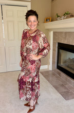 Kara Ruffle Dress- Brown, Pink & Cream
