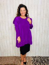 Purple Bodre Tunic- Ruffle Sleeves