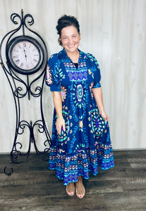 Melissa Mixed Print Dress- Pink Mix or Navy Mix