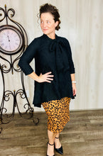 Stephanie Black Textured & Bow Tunic