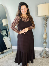 Brown Houndstooth Mesh Layering Style Top