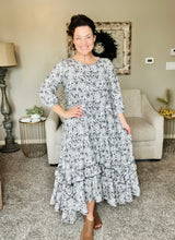 Michella High Low Dress-Black & White Paisley