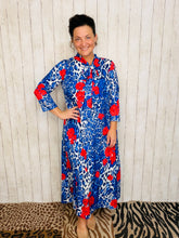 Brenda Bow Navy & Red Roses Dress