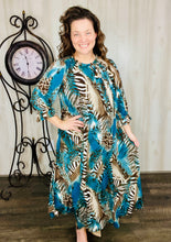 Power On The Day Dress-Teal Zebra