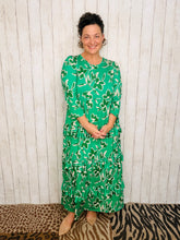 Misty Ruffle Tiered Dress-Green Floral