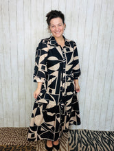 Mallory Abstract Dress- Black & Ivory