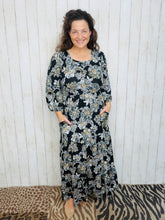 Mallory Black & Floral Square Neck Dress