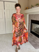 Tonya Marie Ruffled Tiered Dress- Rust Abstract