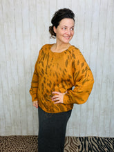 Distressed Camel Colored Leopard Fashion Sweater
