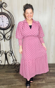 Vintage & Polkadot Dress- Blue or Mauve