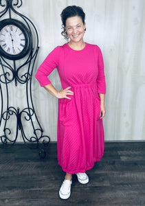 Take On The Day- Hot Pink Bubble Hem Dress