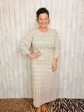 Jennifer Textured Midi Dress- Ivory & Black