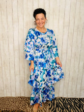 Juliet Ruffle Dress-Blue Floral