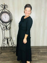 Tonya & Bows Textured Dress- Black