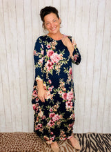 Navy & Floral Parachute/Bubble Dress