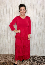 Misty Ruffle Tiered Dress- Red