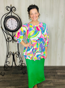 Amy Thicker Fabric Pencil Skirt- (Regular & Plus) Kelly Green (33" Length)