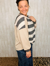 Tessa Bold Stripes Stone/Charcoal Top