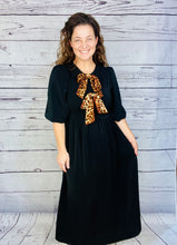 Sonja Leopard Bow Dress- Black