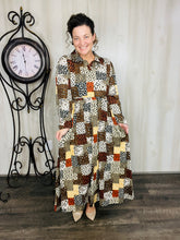 Kaylee Collared Animal Print Patchwork Dress
