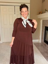 Tonya Marie Tiered Dress- Midi Length-Brown