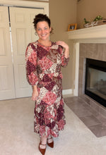 Kara Ruffle Dress- Brown, Pink & Cream