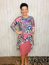 Dramatic High-Low Tunic -Mixed Animal Prints