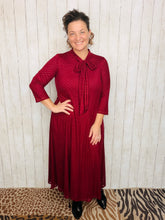 Brenda Bow & Ruffle Burgundy & Gold Dress
