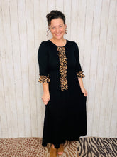 Janice Black Dress With Leopard Ruffles
