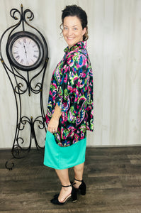 Satin & Paisley Dolman Style Blouse