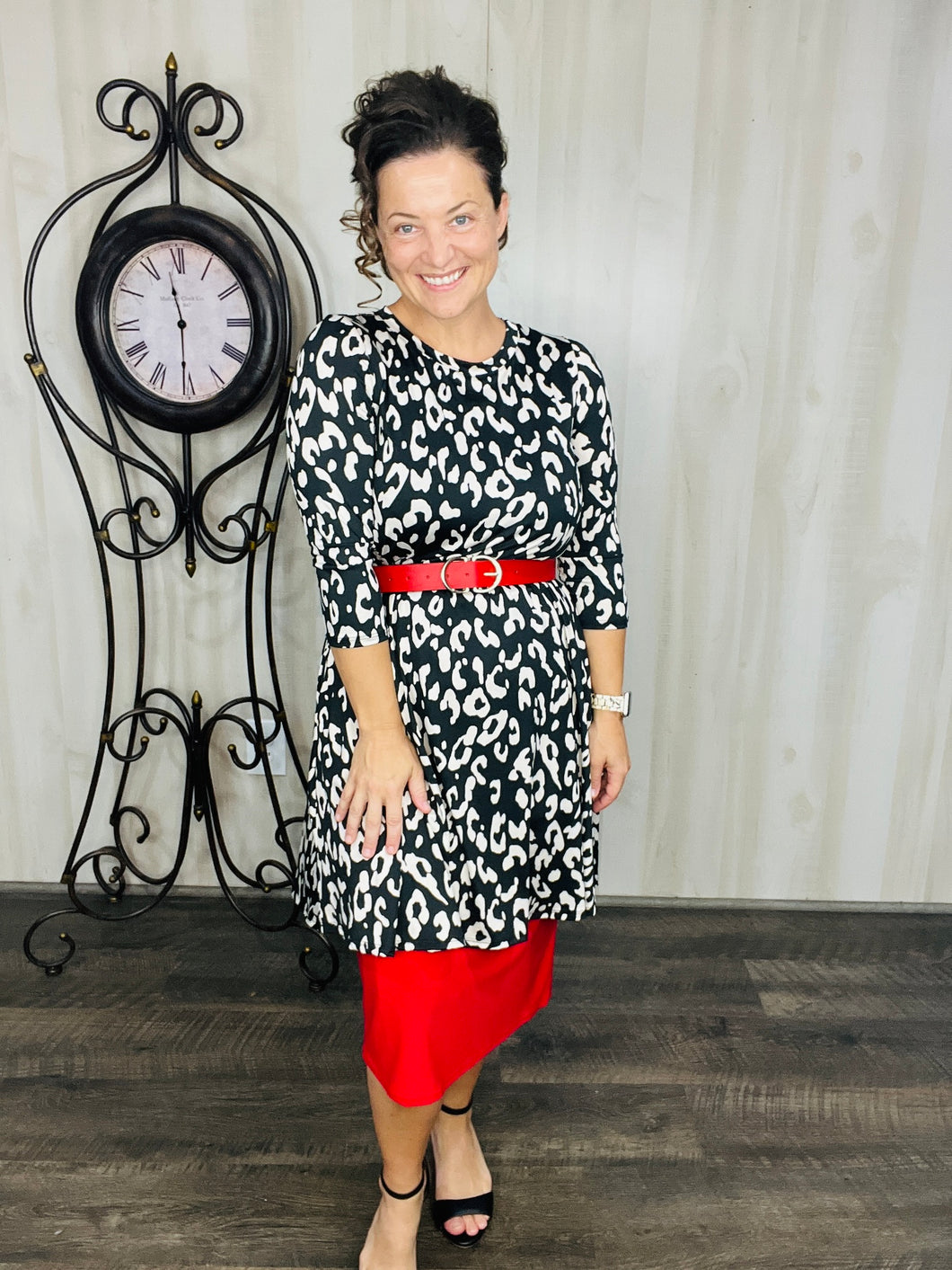 Black & Ivory Animal Print Tunic