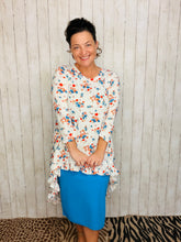 Dramatic High-Low Tunic -Small Floral Print