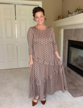 Tonya Marie Ruffled Tiered Dress- Brown & Rust