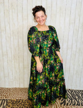 Lovely In Black & Floral- Modest Square Neckline Dress