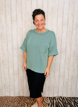 Ribbed Oversized Top-Jade