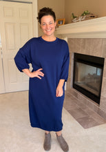 Oh So Comfy Sweatshirt Dress-Navy