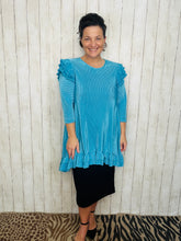 Turquoise Bodre Tunic- Ruffle Sleeves