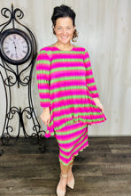 Samantha Ruffle High-Low Tunic- Hot Pink & Green Bodre