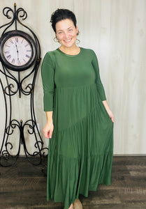 Tonya Marie Tiered Dress- Olive