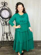 Tonya & Bows Textured Dress- Hunter Green