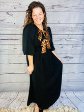 Sonja Leopard Bow Dress- Black